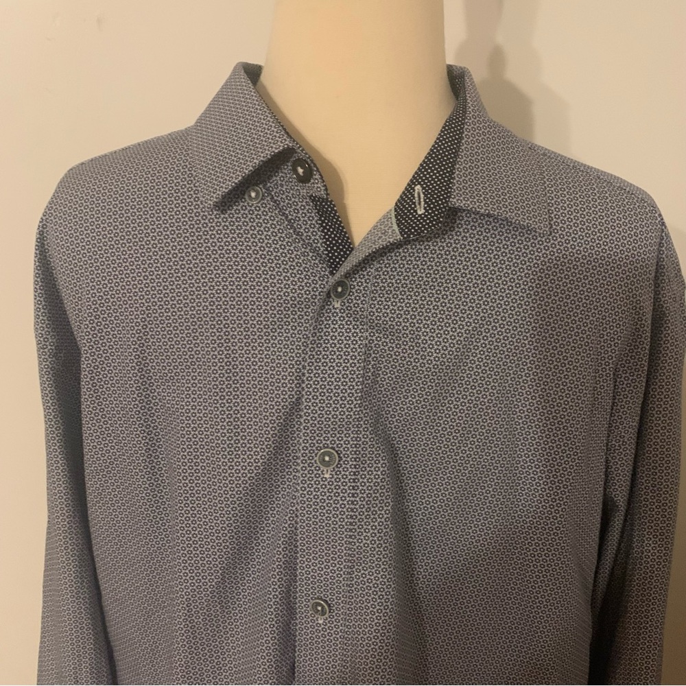 Ted Baker Geometric Blue‎ Button Down Shirt Size 6